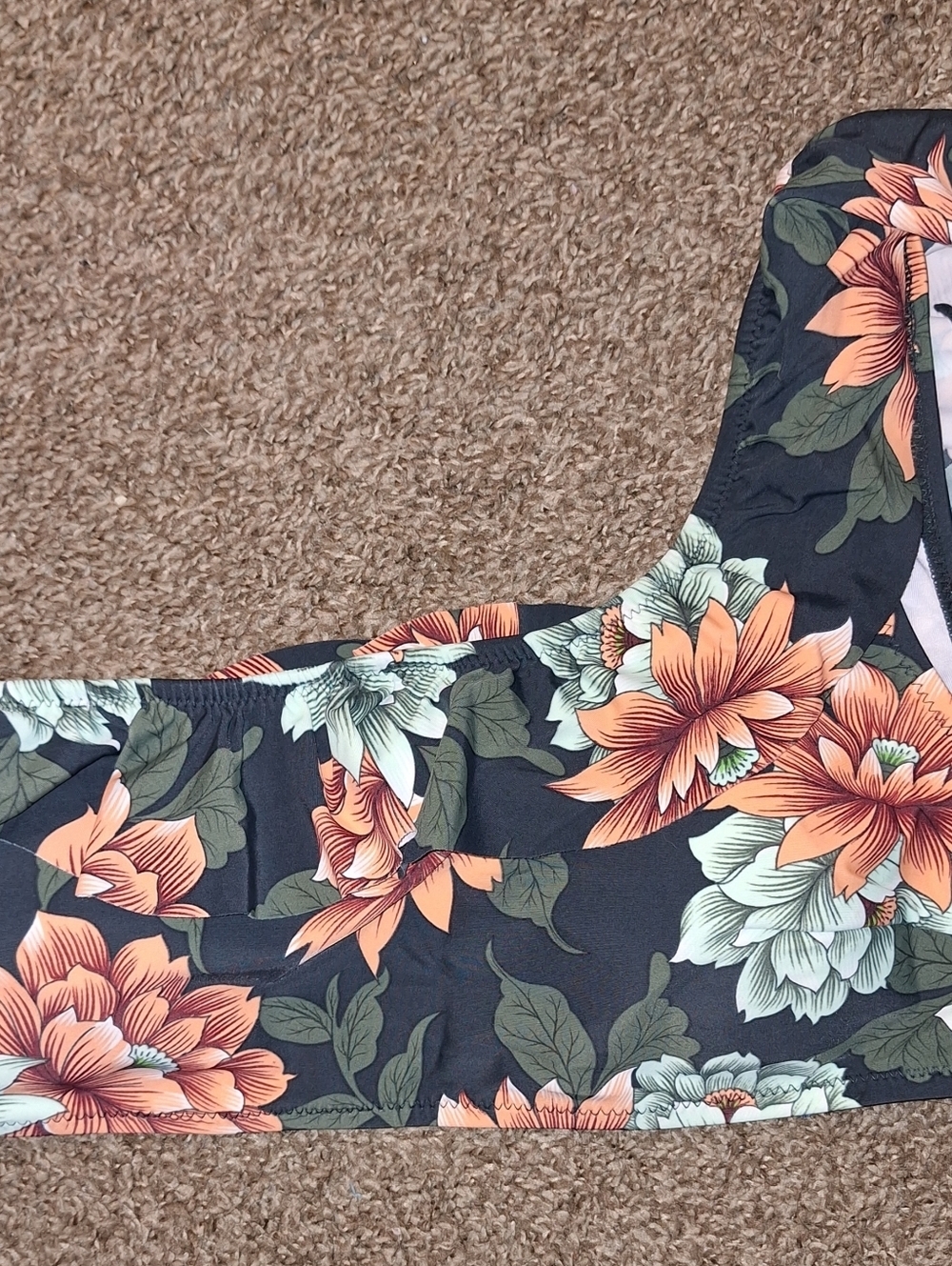 Floral One Shoulder Bikini Top Women's Small